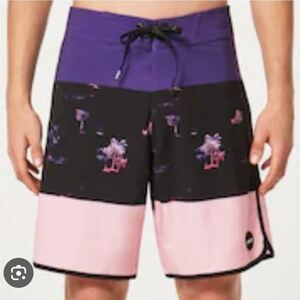 Oakley Black and Pink Swim Shorts